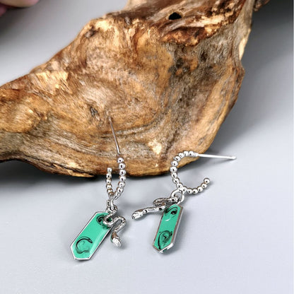 Snake Earrings Retro Emerald