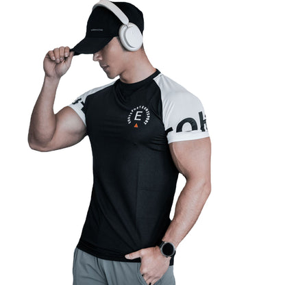 Men's Sports Fitness Slim Fit Stretch Exercise Ice Feeling Quick-drying T-shirt