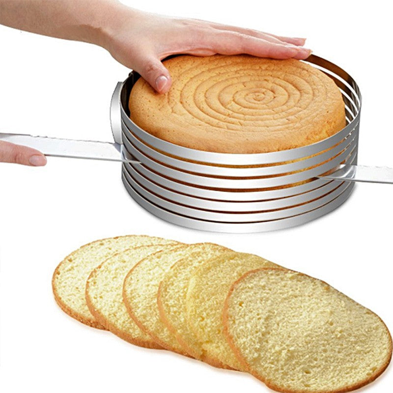 Cortador de pastelería redondo ajustable de acero inoxidable en capas, herramienta DIY