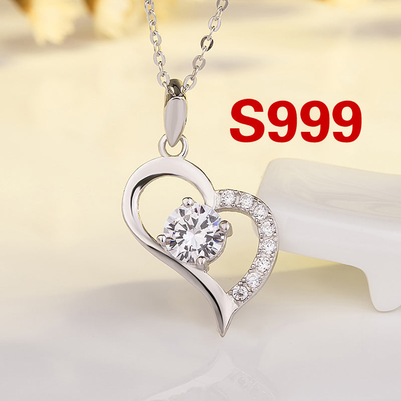 Heart-shaped sterling silver necklace