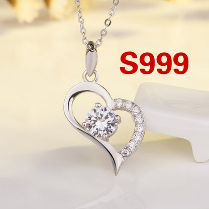 Heart-shaped sterling silver necklace
