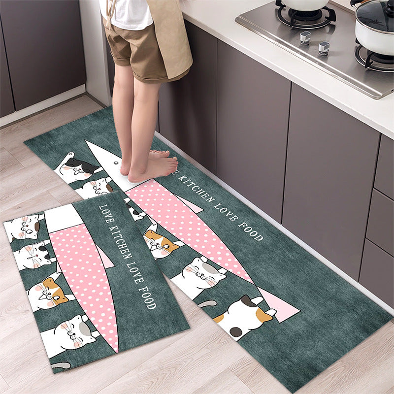Cartoon Floor Mat Kitchen Strip Rug Simple