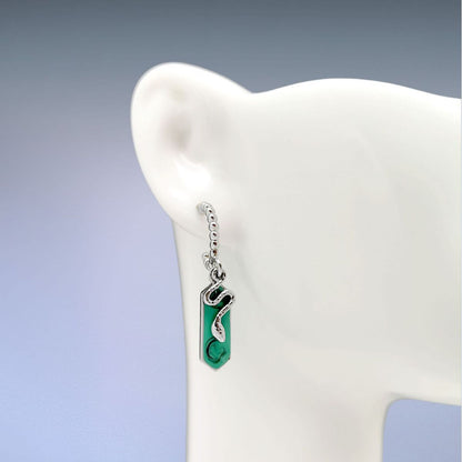 Snake Earrings Retro Emerald