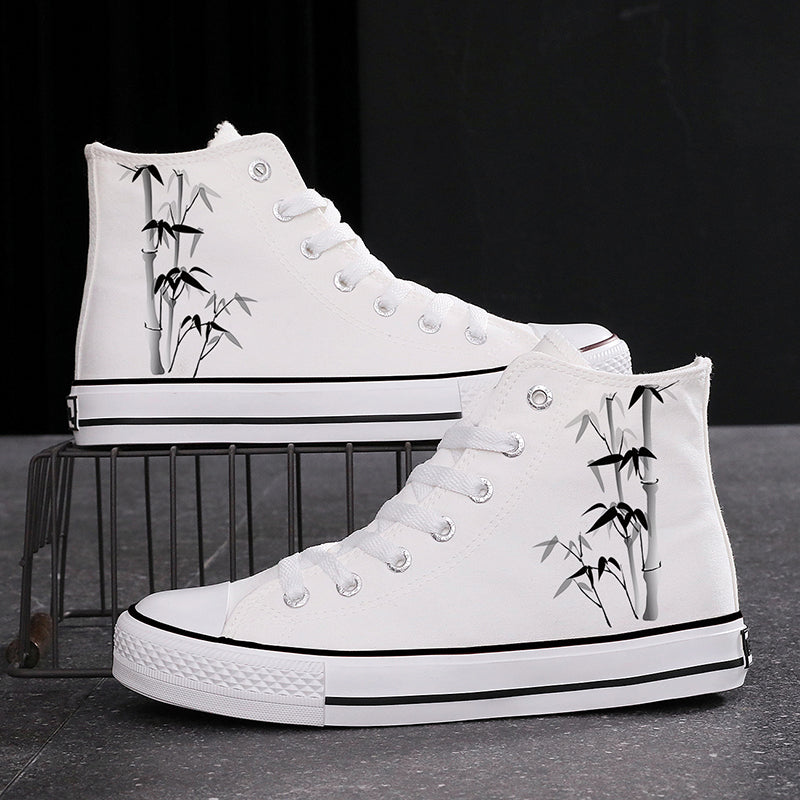 High-top Fashion Ink Bamboo Leisure Couple Sneakers