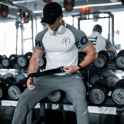 Men's Sports Fitness Slim Fit Stretch Exercise Ice Feeling Quick-drying T-shirt
