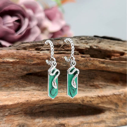 Snake Earrings Retro Emerald