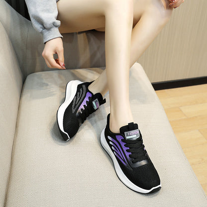 Zapatos blancos con superficie de malla a juego a la moda para mujer