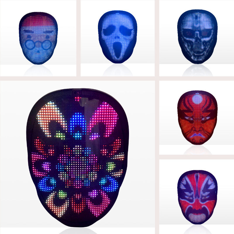 Halloween Full Color LED Luminous Mask Face Changing Mask Party Bar Props