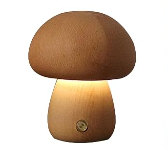 Wooden Cute Mushroom LED Night Light With Touch Switch