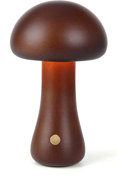 Wooden Cute Mushroom LED Night Light With Touch Switch