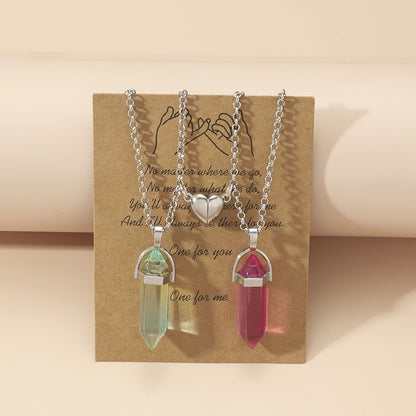 Men's And Women's Fashion Natural Stone Hexagon Prism Pendant Magnetic Necklace