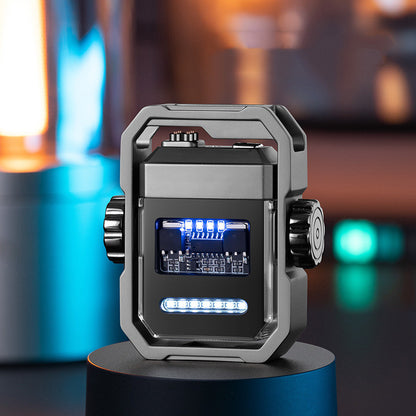 Double arc electric lighter with rotating gyroscope