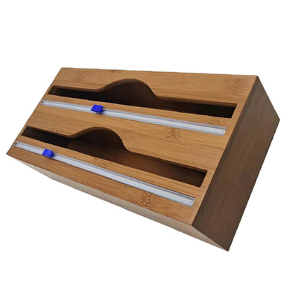 Bamboo Cling Film Cutter Box Kitchen Supplies