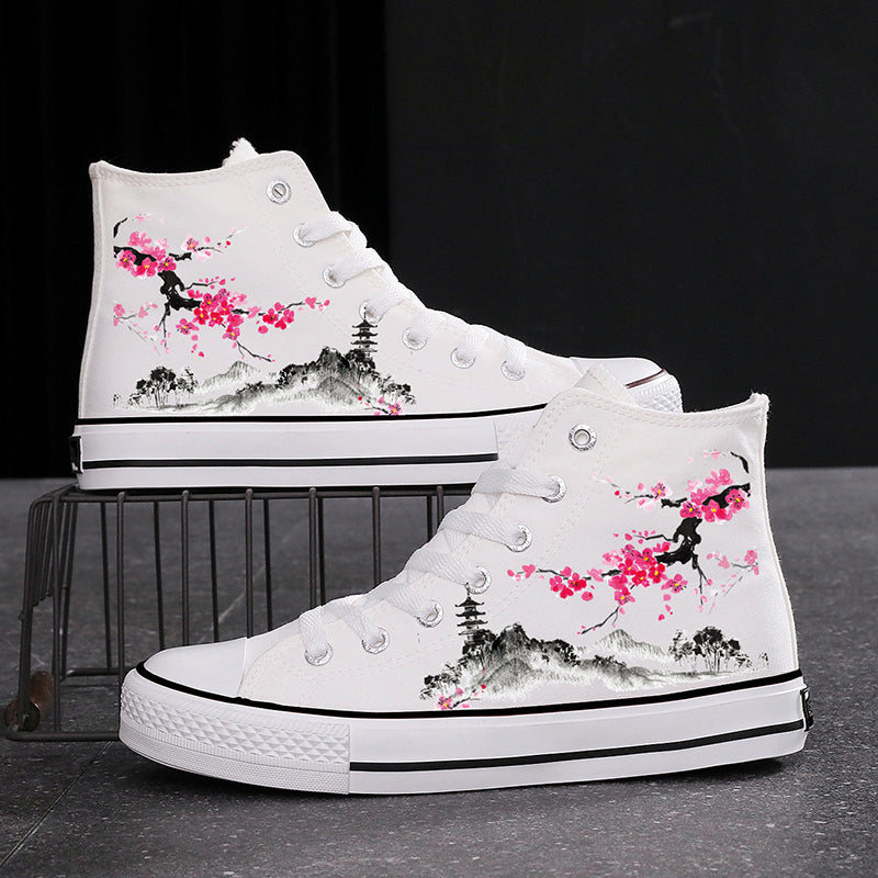 High-top Fashion Ink Bamboo Leisure Couple Sneakers