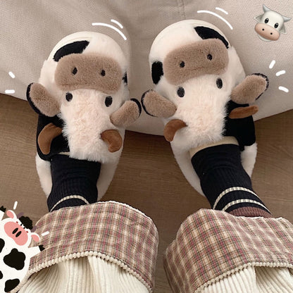 Cute Cow Animal Slipper, Soft Fluffy Warm Slippers