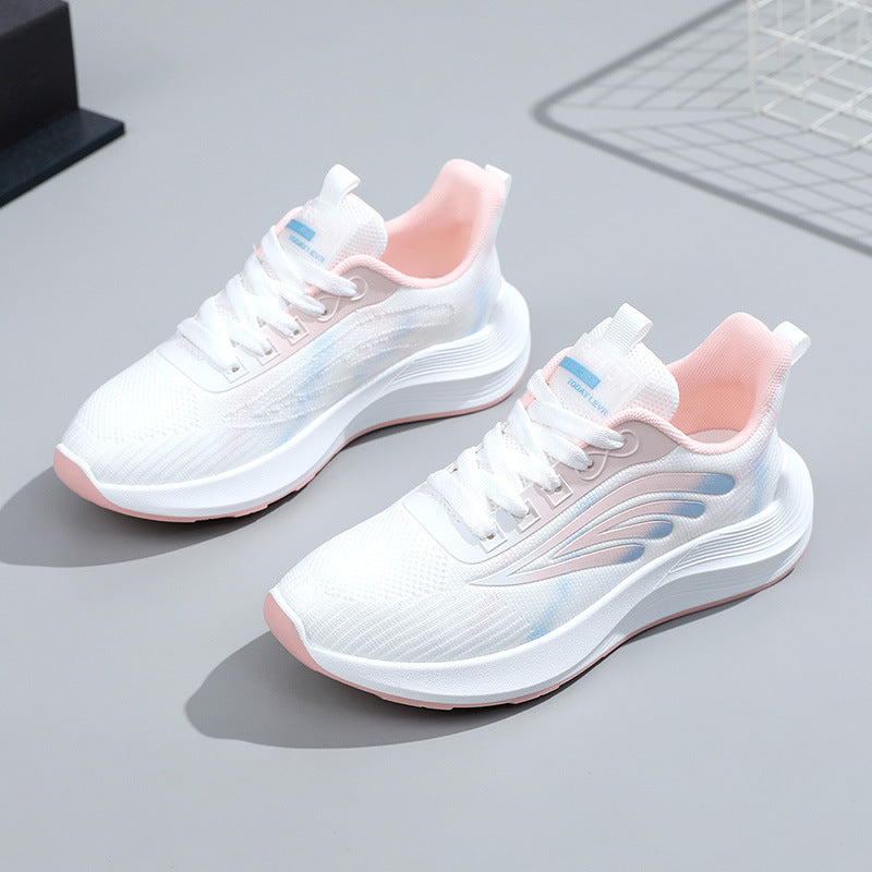 Zapatos blancos con superficie de malla a juego a la moda para mujer
