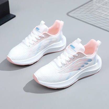 Zapatos blancos con superficie de malla a juego a la moda para mujer