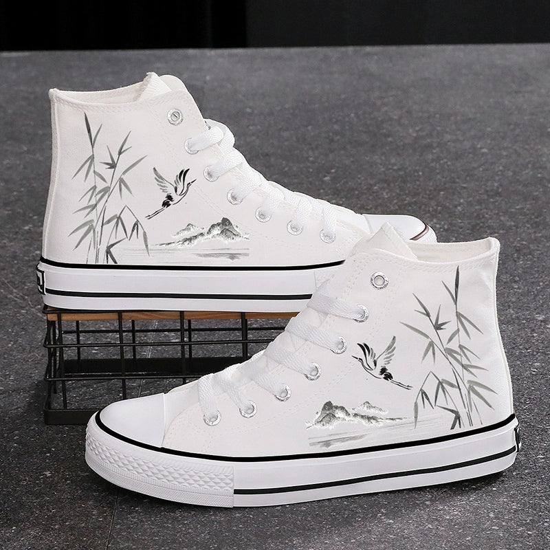 High-top Fashion Ink Bamboo Leisure Couple Sneakers