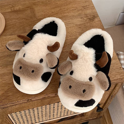 Cute Cow Animal Slipper, Soft Fluffy Warm Slippers