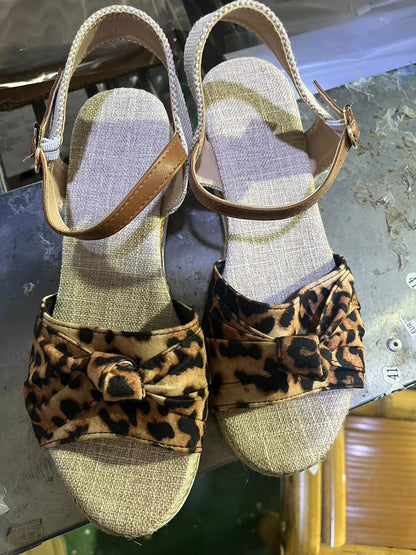 Women's Sandals With Bow Rope Bottom Lightweight Casual