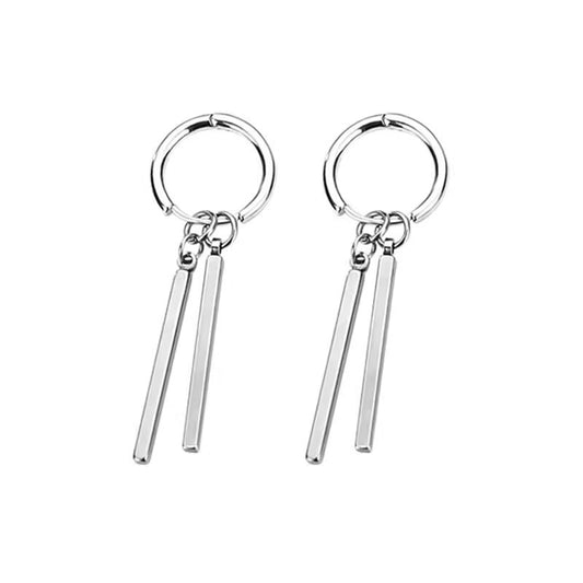 Men's Earrings Minimalist Double Stick Long Strip