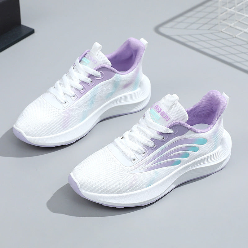 Zapatos blancos con superficie de malla a juego a la moda para mujer