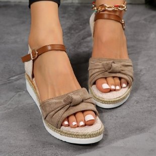 Women's Sandals With Bow Rope Bottom Lightweight Casual