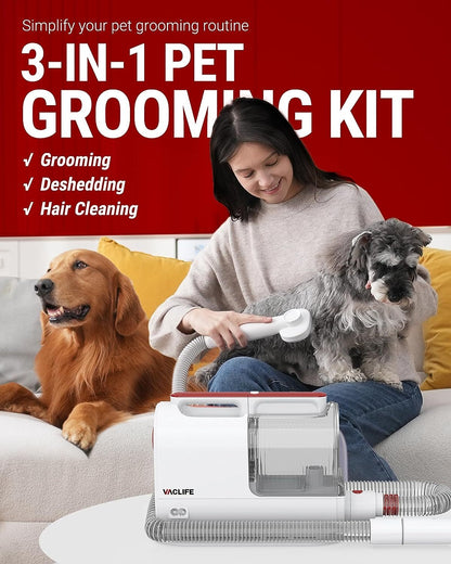 VacLife Pet Hair Vacuum For Shedding Grooming With Dog Clipper