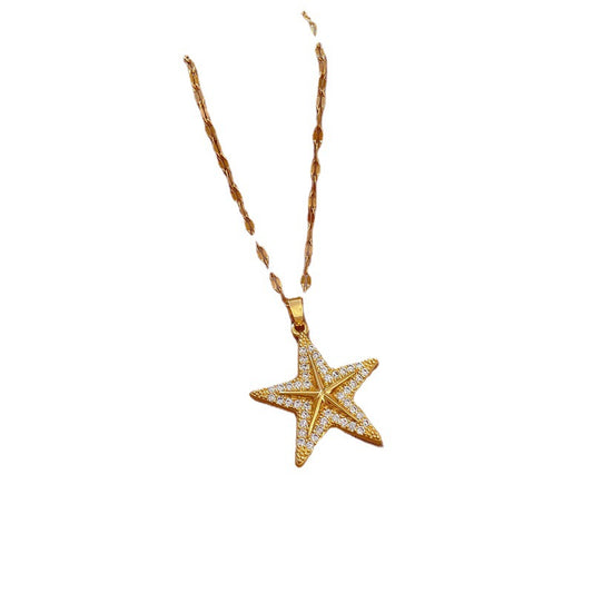 Women's Diamond Starfish Micro-inlaid Necklace