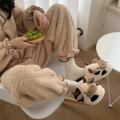 Cute Cow Animal Slipper, Soft Fluffy Warm Slippers