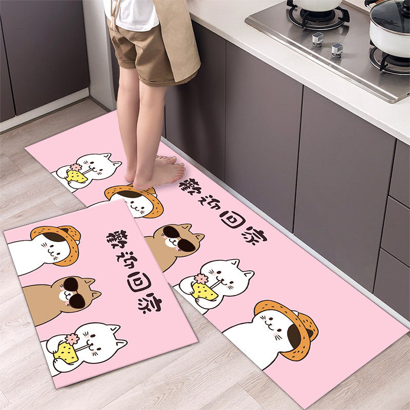 Cartoon Floor Mat Kitchen Strip Rug Simple