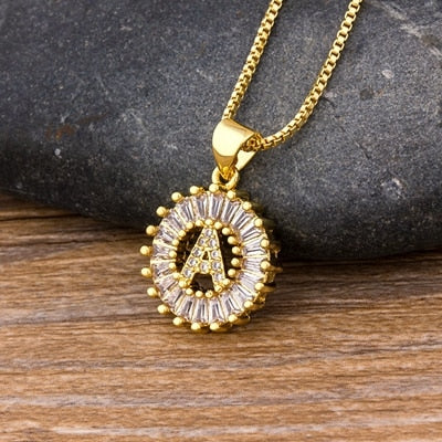 26 Letters Charm Gold Name Necklace Pendant