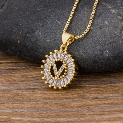26 Letters Charm Gold Name Necklace Pendant